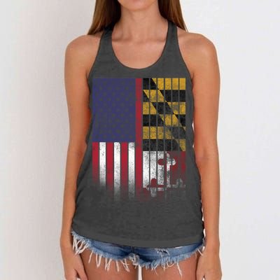 USA Maryland Flag Women's Knotted Racerback Tank