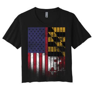 USA Maryland Flag Women's Crop Top Tee