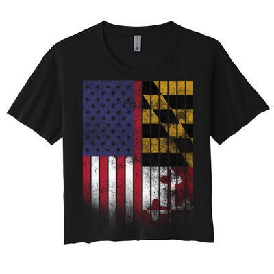 USA Maryland Flag Women's Crop Top Tee