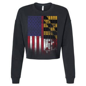 USA Maryland Flag Cropped Pullover Crew