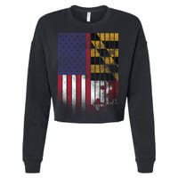 USA Maryland Flag Cropped Pullover Crew