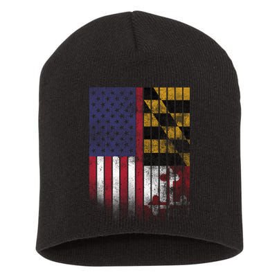 USA Maryland Flag Short Acrylic Beanie