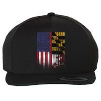 USA Maryland Flag Wool Snapback Cap