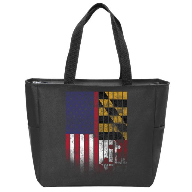 USA Maryland Flag Zip Tote Bag