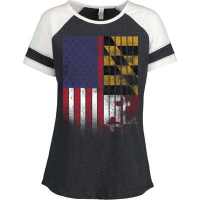 USA Maryland Flag Enza Ladies Jersey Colorblock Tee