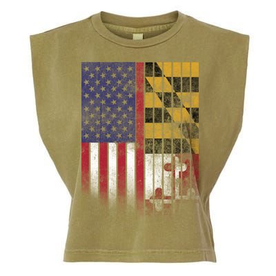 USA Maryland Flag Garment-Dyed Women's Muscle Tee