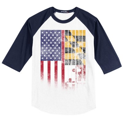 USA Maryland Flag Baseball Sleeve Shirt