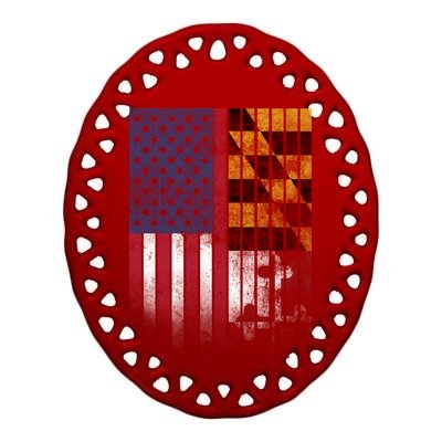 USA Maryland Flag Ceramic Oval Ornament