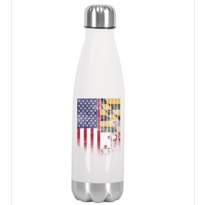 USA Maryland Flag Stainless Steel Insulated Water Bottle