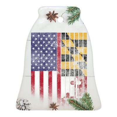 USA Maryland Flag Ceramic Bell Ornament