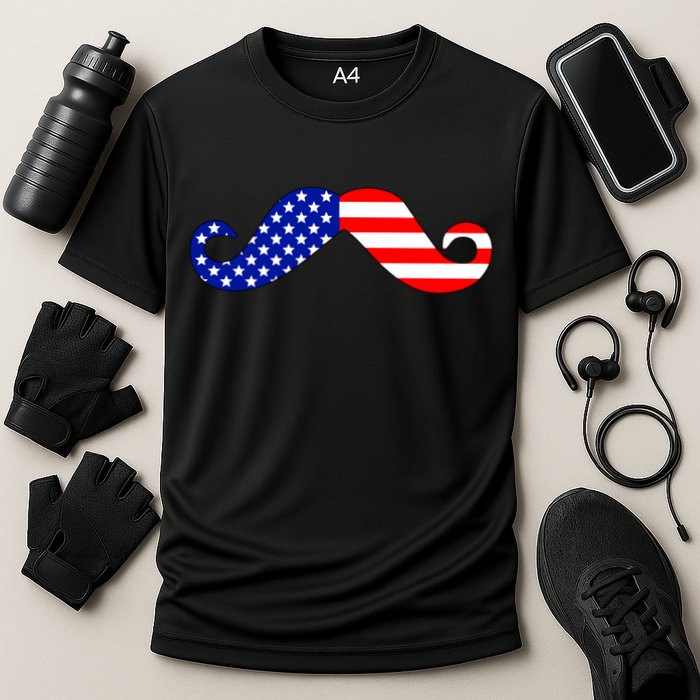 USA Mustache American Stache Cooling Performance Crew T-Shirt