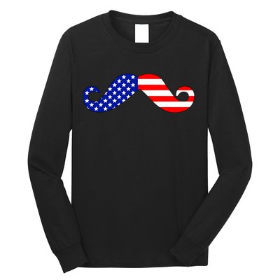 USA Mustache American Stache Long Sleeve Shirt