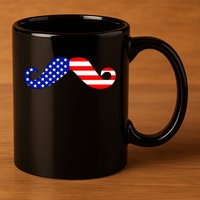 USA Mustache American Stache 11oz C Handle Ceramic Mug