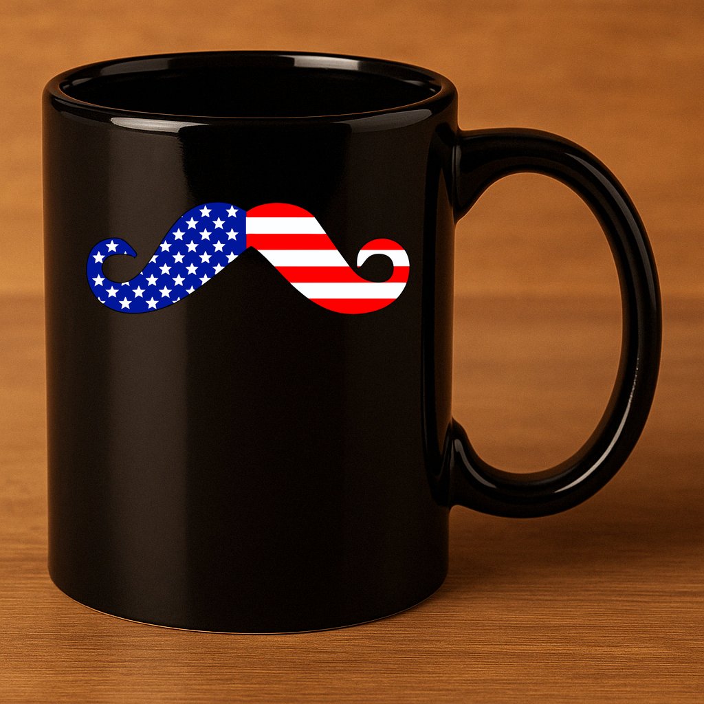 USA Mustache American Stache 11oz C Handle Ceramic Mug