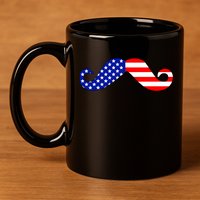 USA Mustache American Stache 11oz C Handle Ceramic Mug