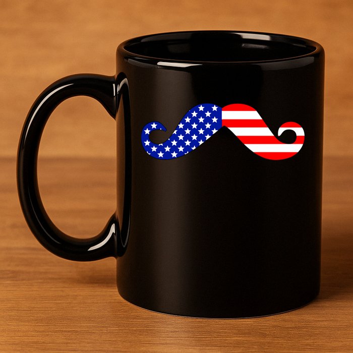 USA Mustache American Stache 11oz C Handle Ceramic Mug