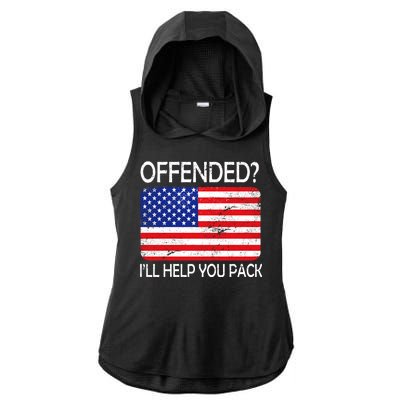 USA Offended I'll Help You Pack Ladies PosiCharge Tri-Blend Wicking Draft Hoodie Tank