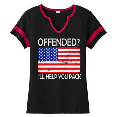 USA Offended I'll Help You Pack Ladies Halftime Notch Neck Tee