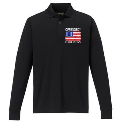 USA Offended I'll Help You Pack Performance Long Sleeve Polo