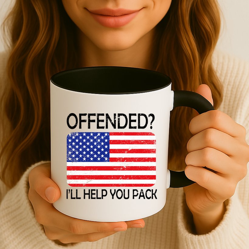 USA Offended I'll Help You Pack Mug
