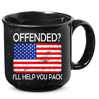 USA Offended I'll Help You Pack 15oz Campfire Ceramic Mug