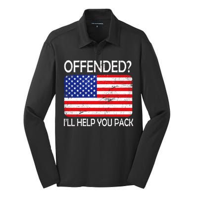 USA Offended I'll Help You Pack Silk Touch Performance Long Sleeve Polo