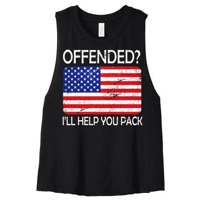 USA Offended I'll Help You Pack Women's Racerback Cropped Tank