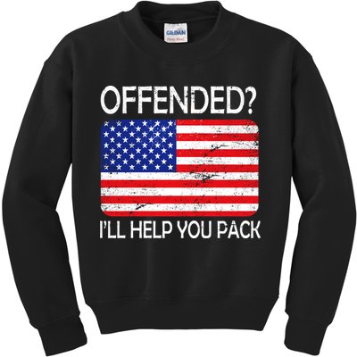 USA Offended I'll Help You Pack Kids Sweatshirt