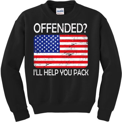 USA Offended I'll Help You Pack Kids Sweatshirt