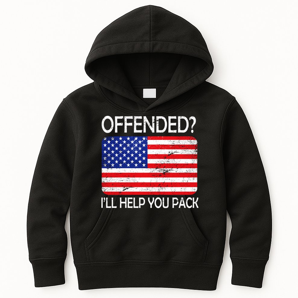 USA Offended I'll Help You Pack Kids Hoodie