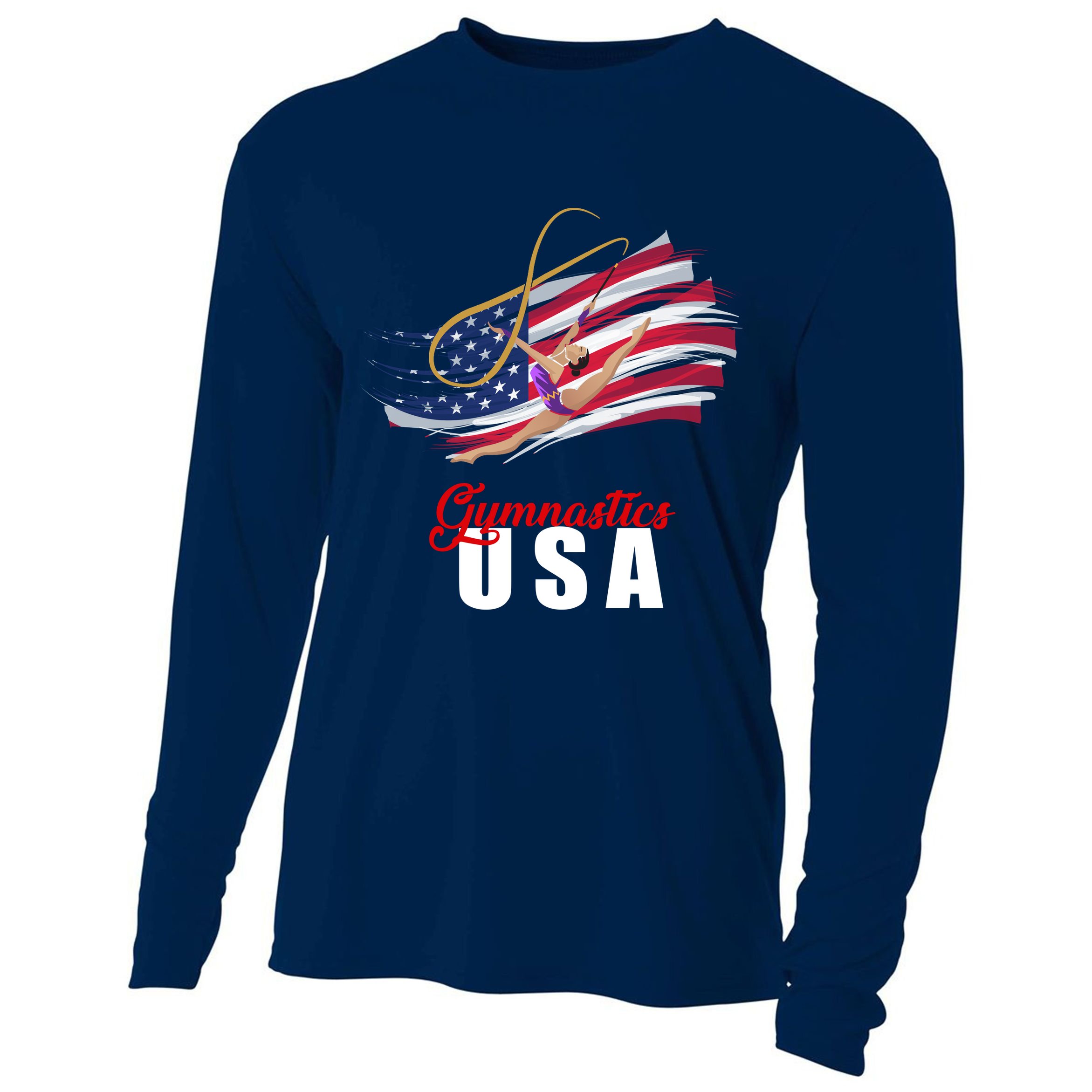 USA Olympics Gymnastics Team Cooling Performance Long Sleeve Crew