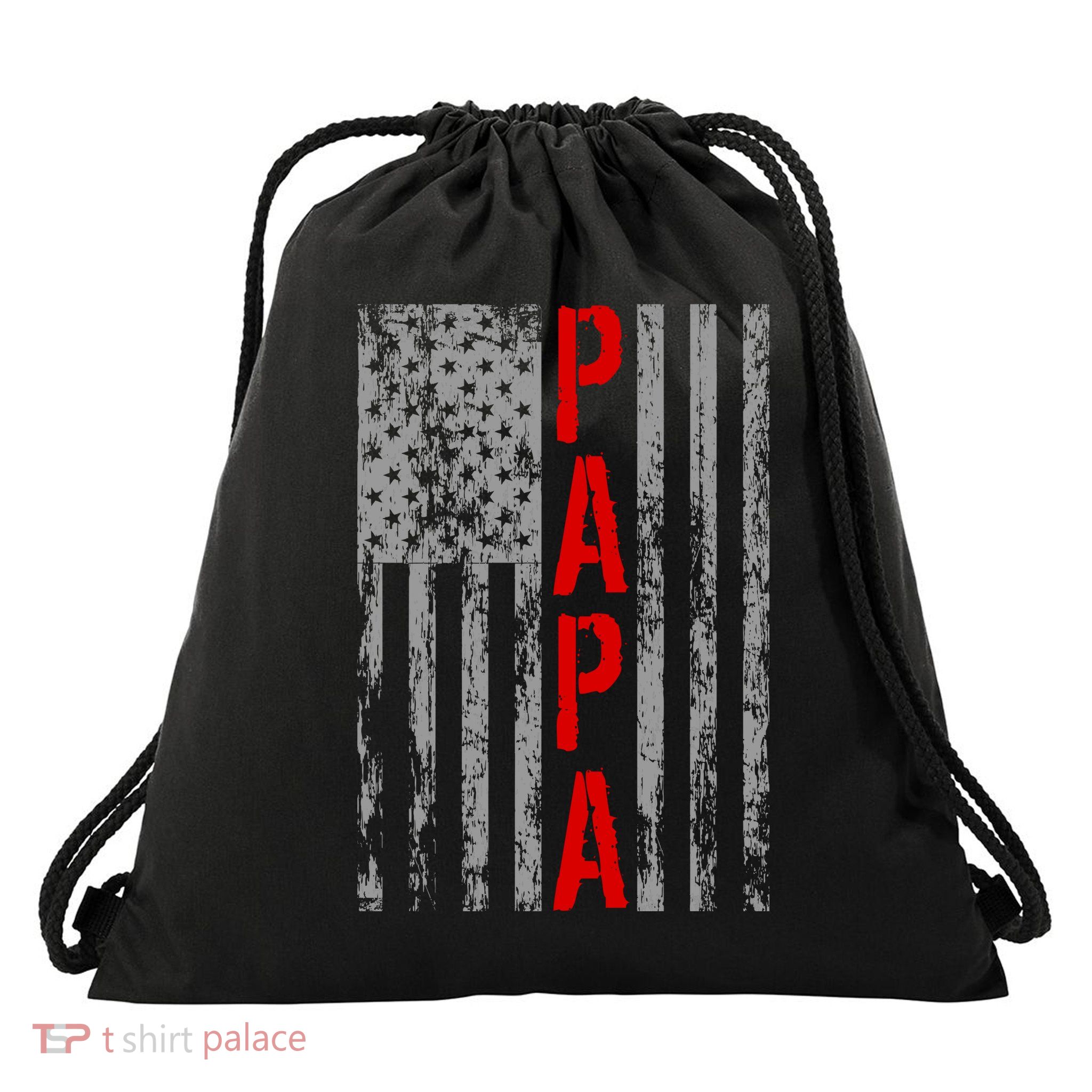 USA PAPA Retro Vintage Flag Drawstring Bag
