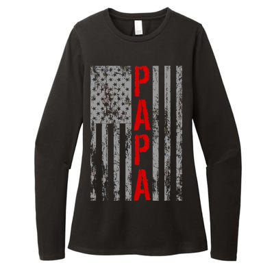 USA PAPA Retro Vintage Flag Womens CVC Long Sleeve Shirt