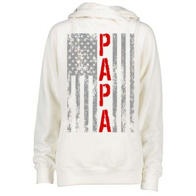 USA PAPA Retro Vintage Flag Womens Funnel Neck Pullover Hood