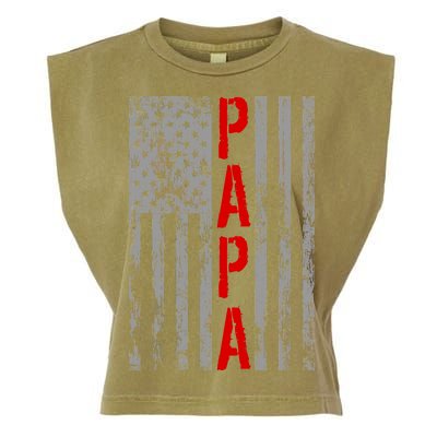 USA PAPA Retro Vintage Flag Garment-Dyed Women's Muscle Tee