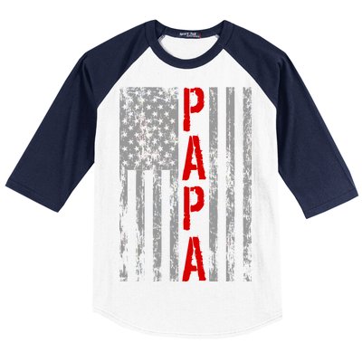 USA PAPA Retro Vintage Flag Baseball Sleeve Shirt