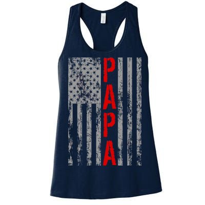 USA PAPA Retro Vintage Flag Women's Racerback Tank