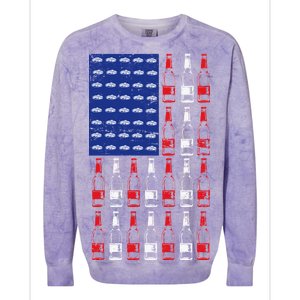 USA Patriotic Beer Bottle American Flag Colorblast Crewneck Sweatshirt