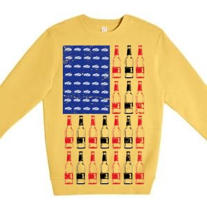 USA Patriotic Beer Bottle American Flag Premium Crewneck Sweatshirt