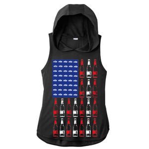 USA Patriotic Beer Bottle American Flag Ladies PosiCharge Tri-Blend Wicking Draft Hoodie Tank