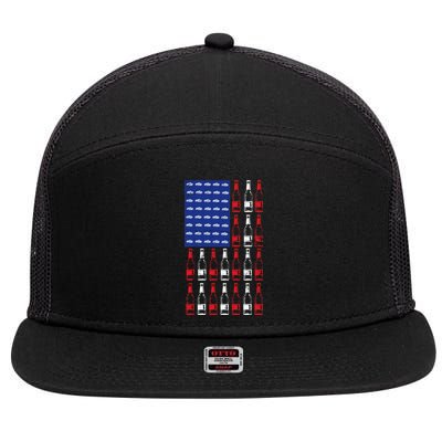 USA Patriotic Beer Bottle American Flag 7 Panel Mesh Trucker Snapback Hat