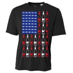 USA Patriotic Beer Bottle American Flag Cooling Performance Crew T-Shirt