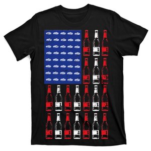 USA Patriotic Beer Bottle American Flag T-Shirt