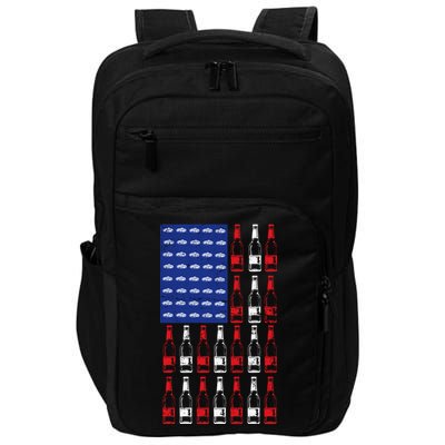 USA Patriotic Beer Bottle American Flag Impact Tech Backpack