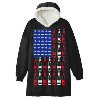 USA Patriotic Beer Bottle American Flag Hooded Wearable Blanket