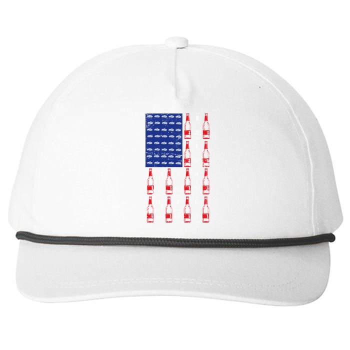 USA Patriotic Beer Bottle American Flag Snapback Five-Panel Rope Hat