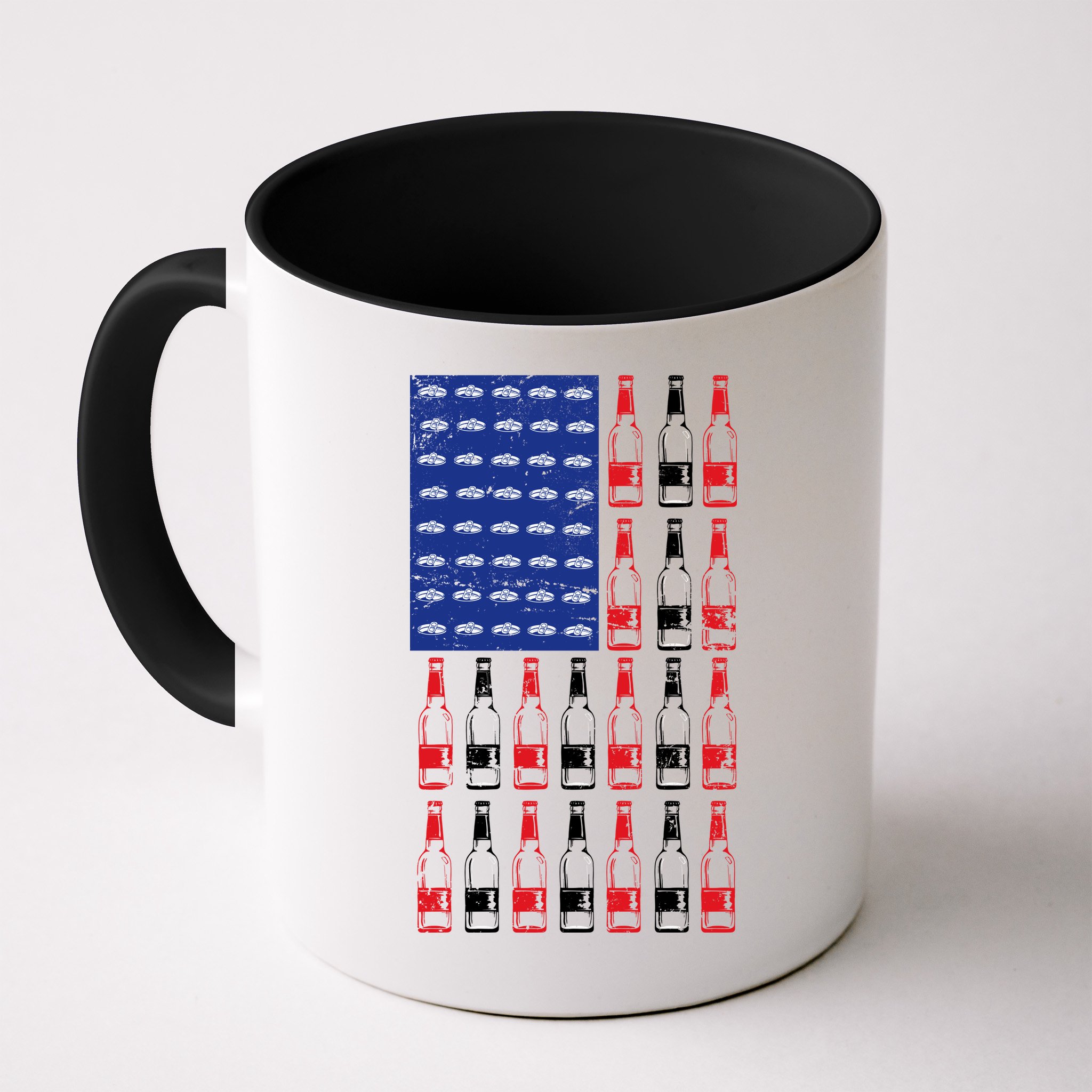 USA Patriotic Beer Bottle American Flag Mug