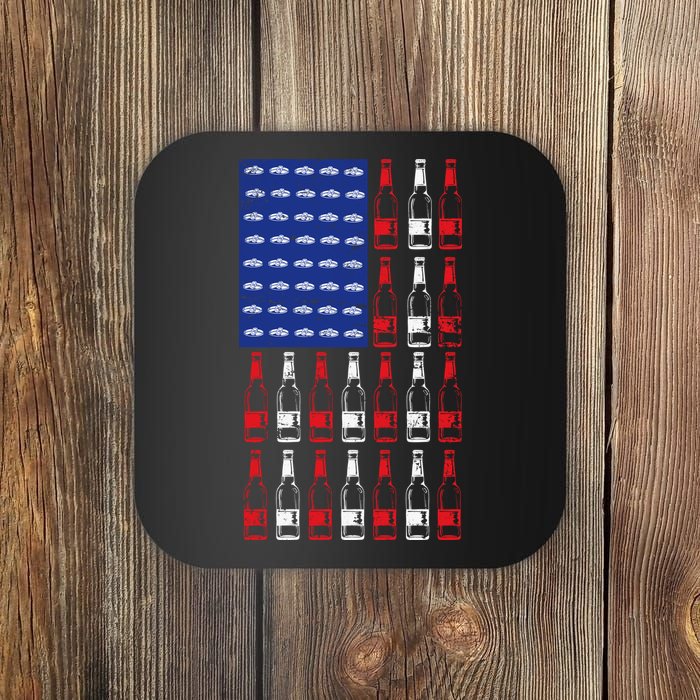 USA Patriotic Beer Bottle American Flag Coaster