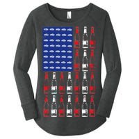 USA Patriotic Beer Bottle American Flag Women's Perfect Tri Tunic Long Sleeve Shirt