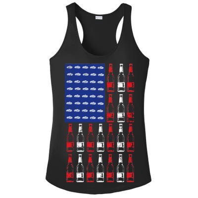 USA Patriotic Beer Bottle American Flag Ladies PosiCharge Competitor Racerback Tank